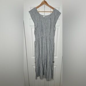 GAP - Size XL - Blue and White Striped Sleeveless Midi Dress